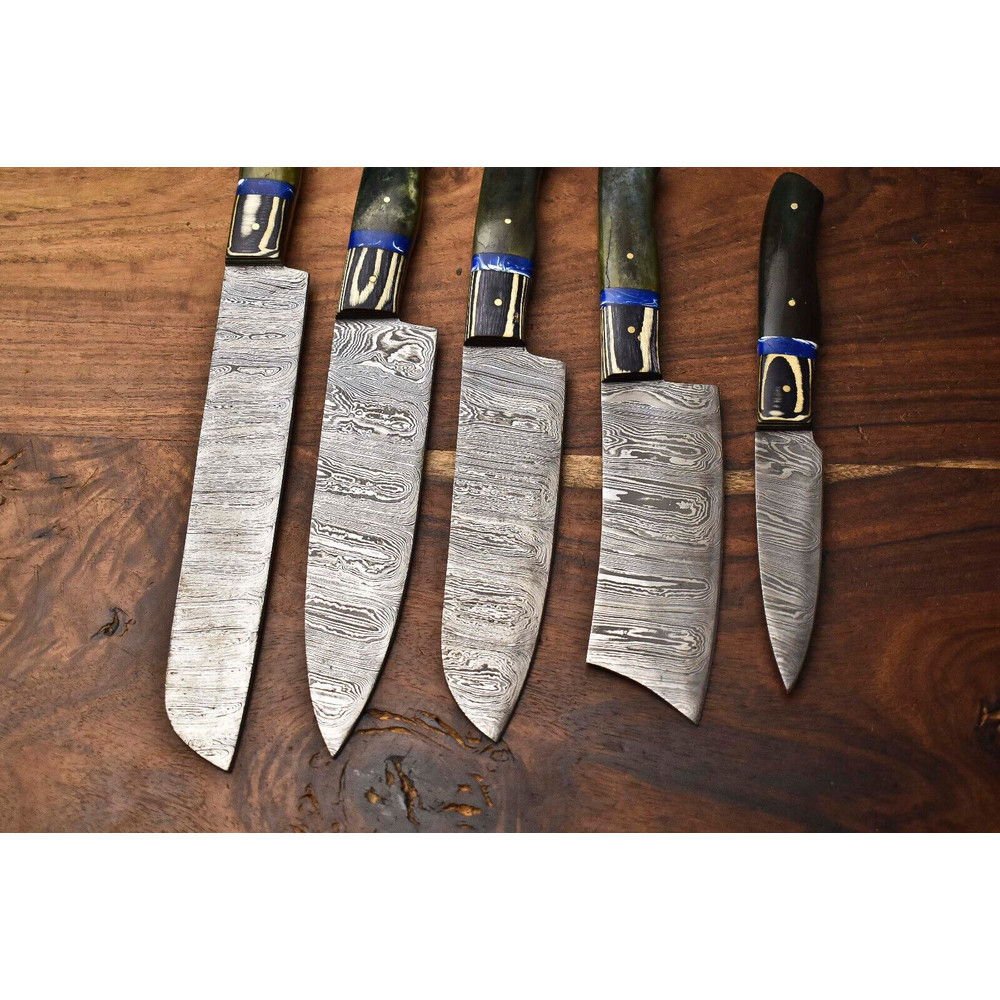 Hand Forged Damascus Steel Chef Knives Set Of 5 Professional Kitchen Blades 3