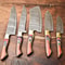 Custom Damascus Chef Knife Set Of 5 Handmade Hammered Steel Kitchen Knives 1