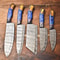 5Piece Handmade Damascus Steel Chef Knife Set Custom Hammered Kitchen Cutlery 0