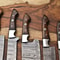 5 Handmade Damascus Steel Chef Knives Custom Hammered Blade Set 2