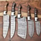 5 Handmade Damascus Steel Chef Knives Custom Hammered Blade Set 0