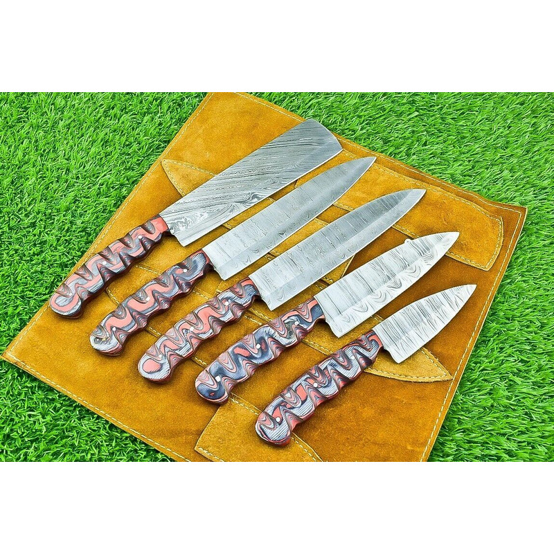 Handcrafted Damascus Chef Knives Collection 5Piece Premium Kitchen Set 1