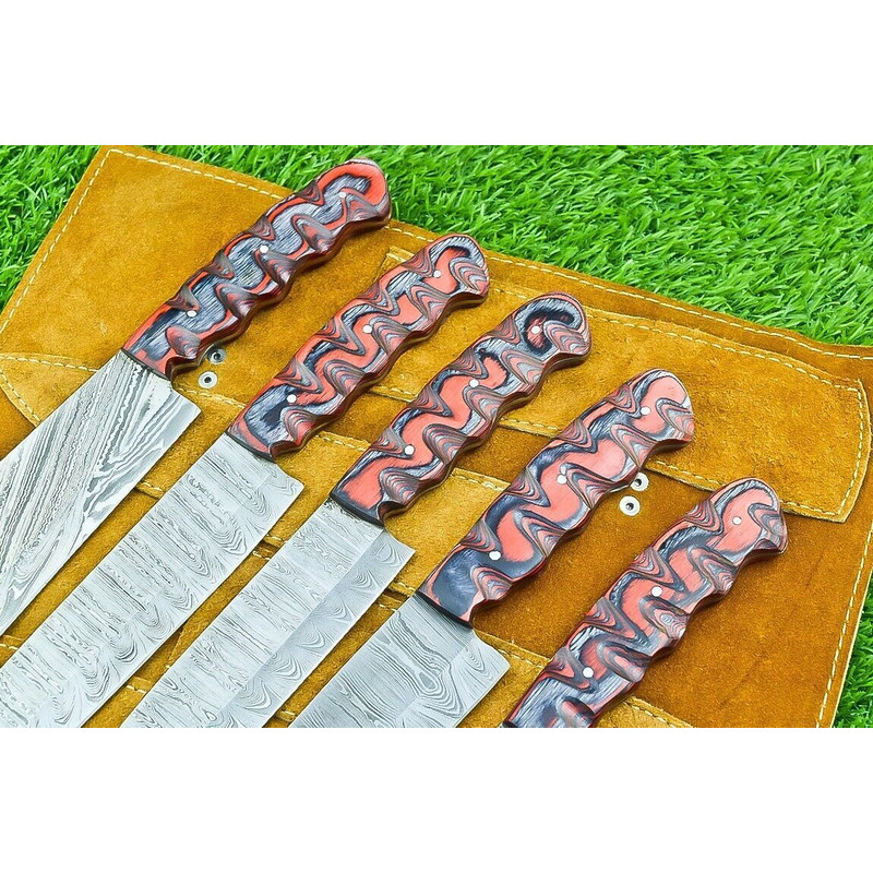 Handcrafted Damascus Chef Knives Collection 5Piece Premium Kitchen Set 2