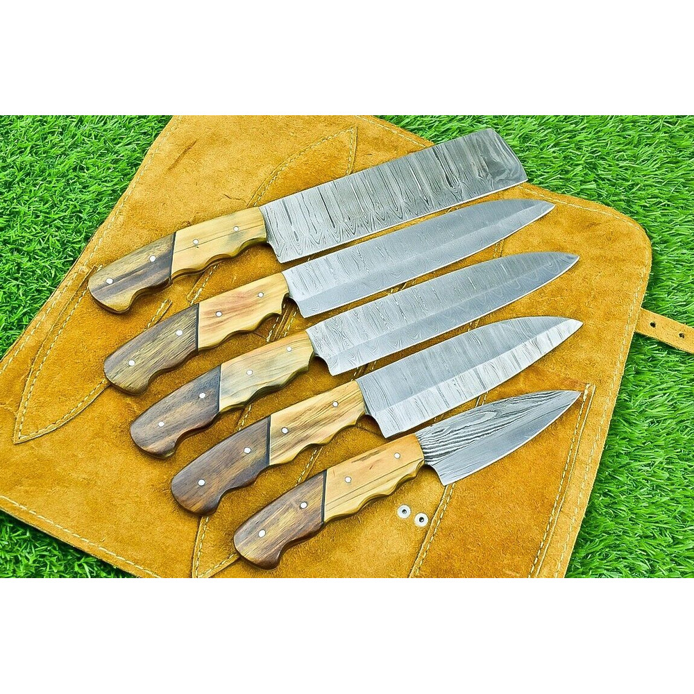 Timeless Damascus Steel Chef Knife Collection 5Piece Handmade Cutlery 2