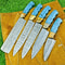 Handmade Damascus Steel Chef Knives Set 5 Premium Forged Hammered Blades 3