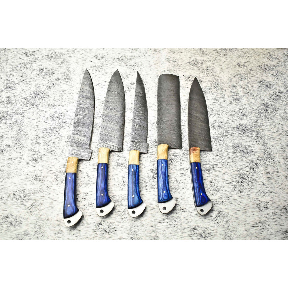 Handmade Damascus Steel Chef Knives Set 5 Premium Forged Blades 1
