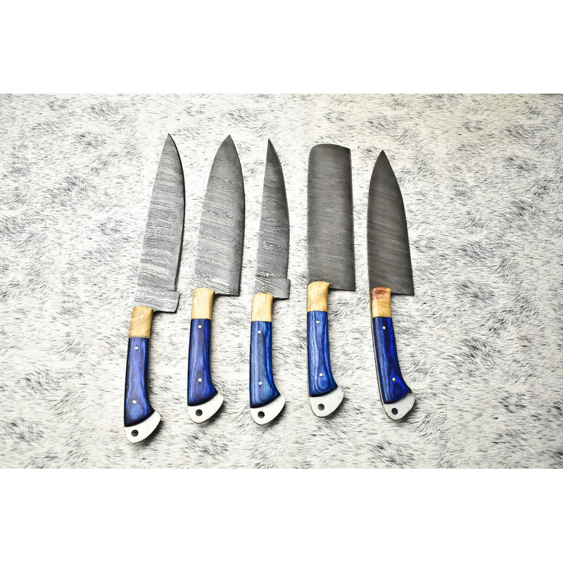 Handmade Damascus Steel Chef Knives Set 5 Premium Forged Blades 1