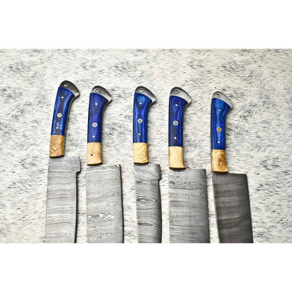 Handmade Damascus Steel Chef Knives Set 5 Premium Forged Blades 2