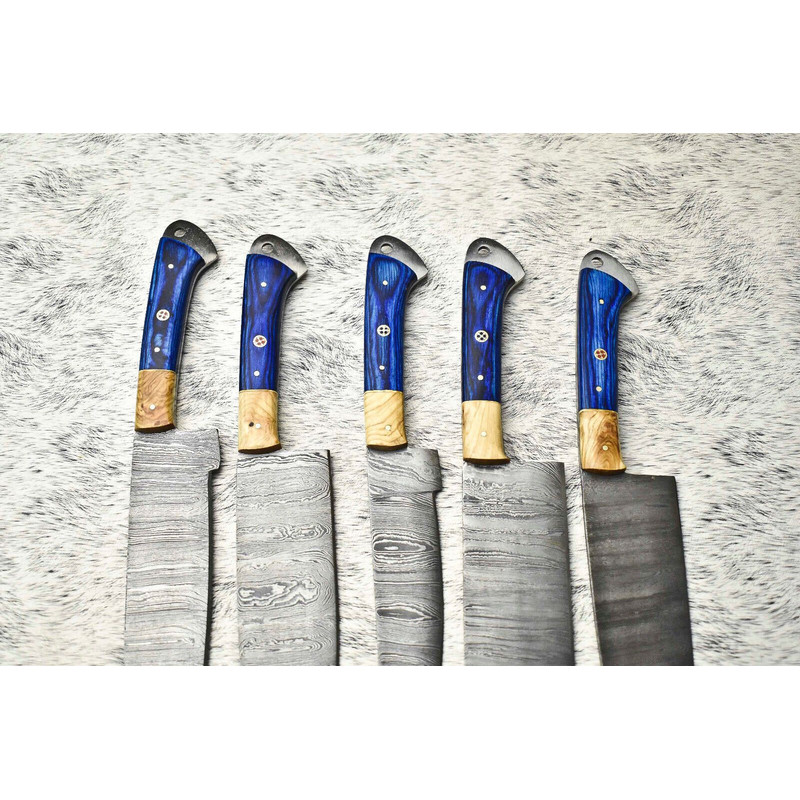 Handmade Damascus Steel Chef Knives Set 5 Premium Forged Blades 2