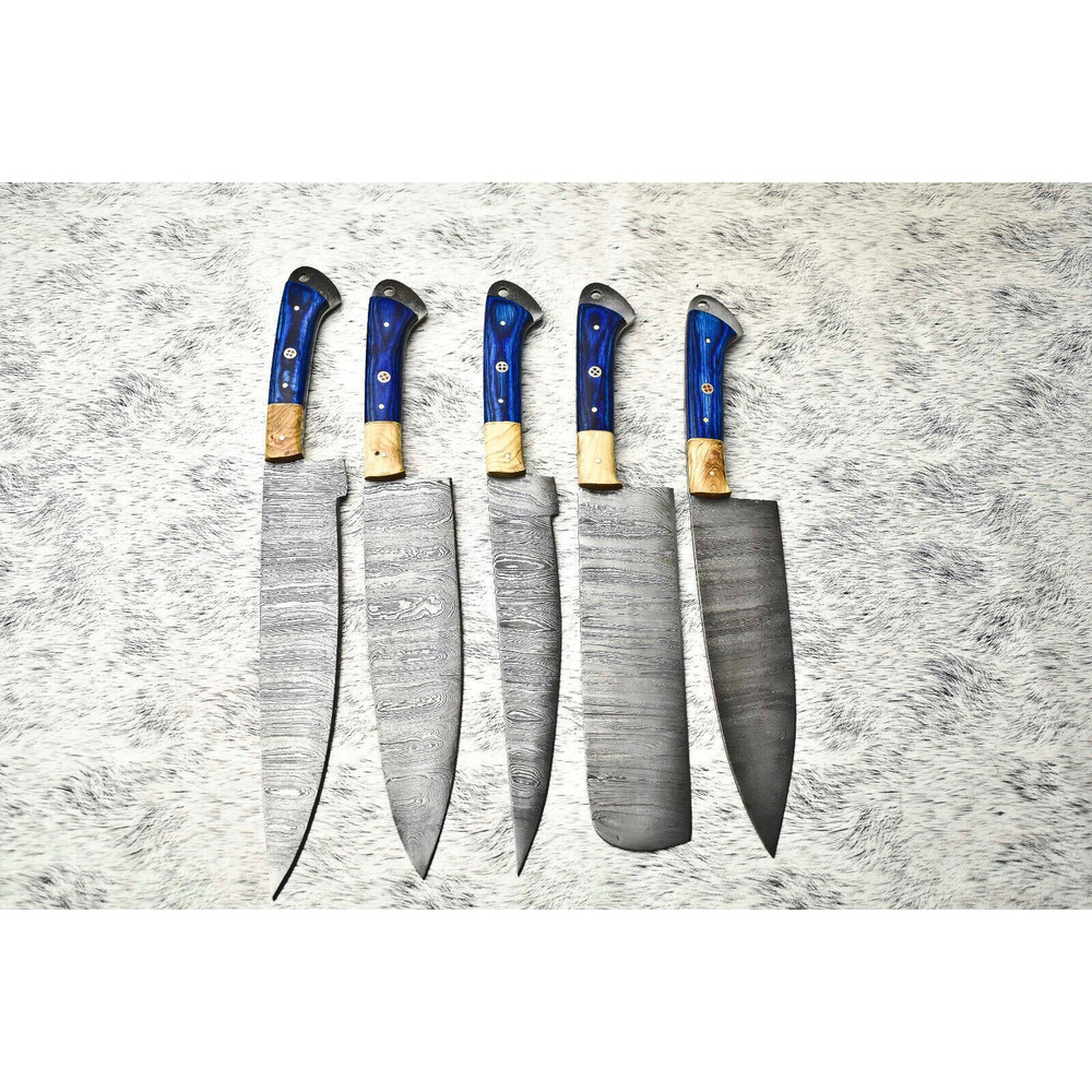 Handmade Damascus Steel Chef Knives Set 5 Premium Forged Blades 0
