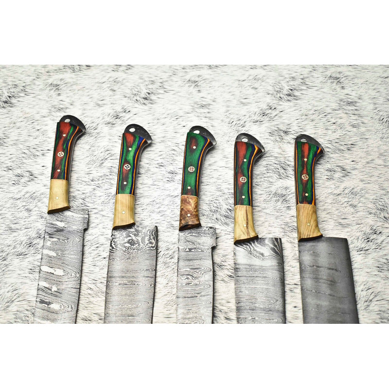 Elite Handmade Damascus Steel Knife Set 5 Custom Chef Knives 2