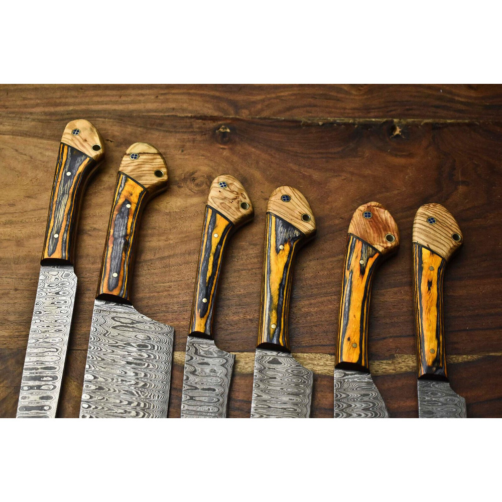 Unique Hand Forged Damascus Chef Knives 6Piece Kitchen Knife Collection 2
