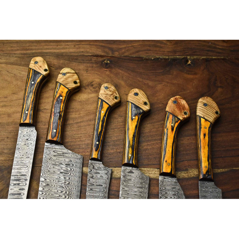 Unique Hand Forged Damascus Chef Knives 6Piece Kitchen Knife Collection 2