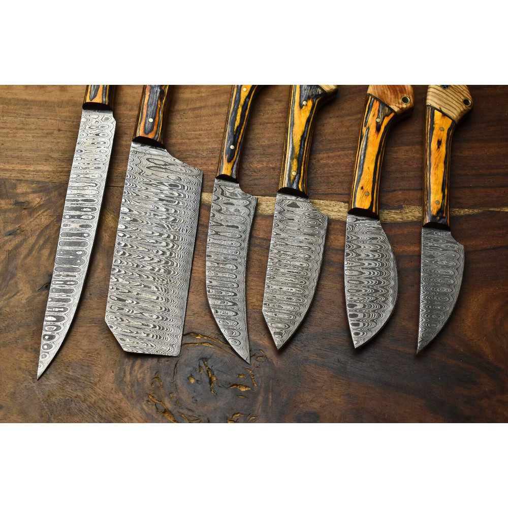 Unique Hand Forged Damascus Chef Knives 6Piece Kitchen Knife Collection 3
