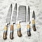 Damascus Steel Chef Knife Collection 5Piece Handmade Cutlery 0