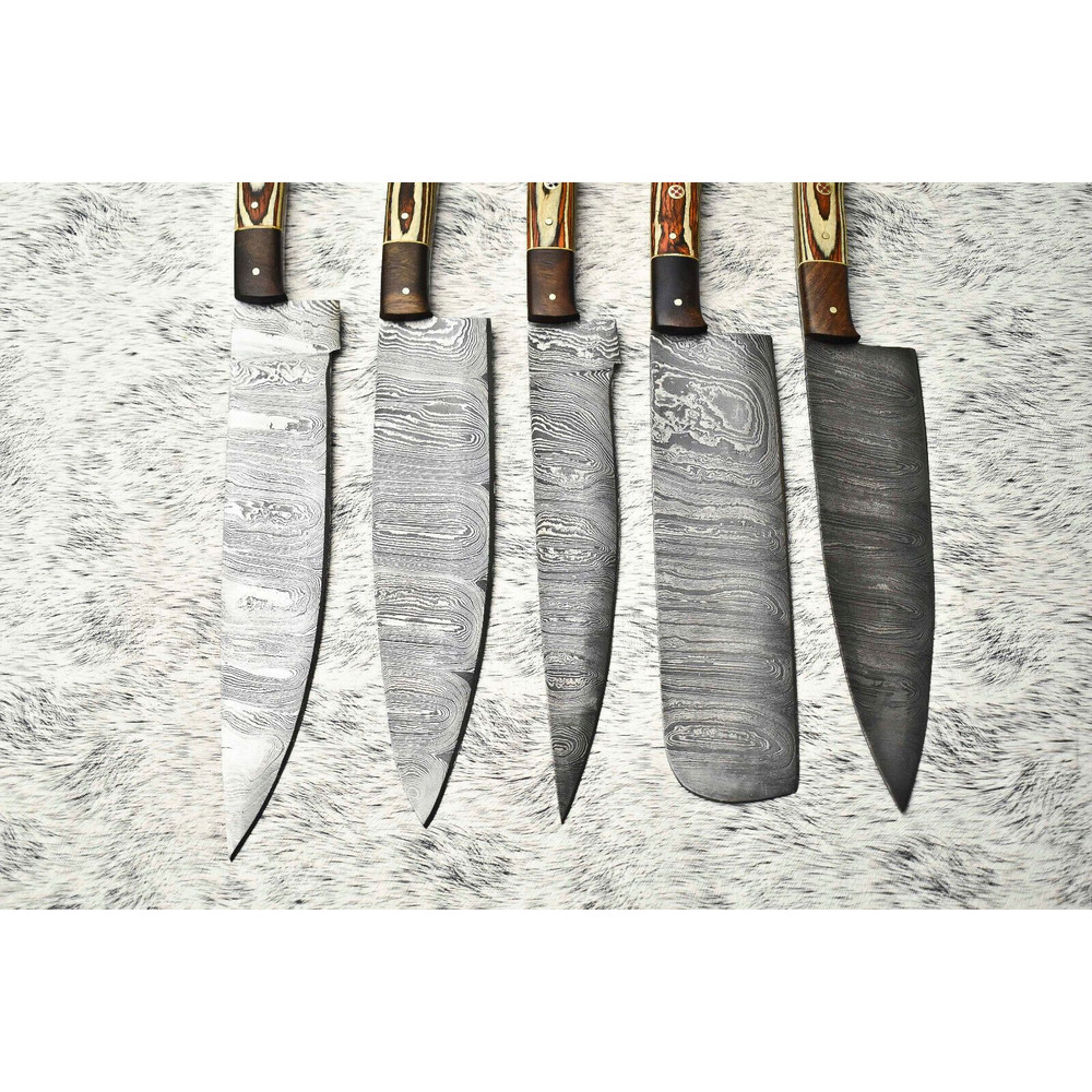 Luxury Damascus Steel Chef Knives Set Of 5 Hand Forged Cutlery 3