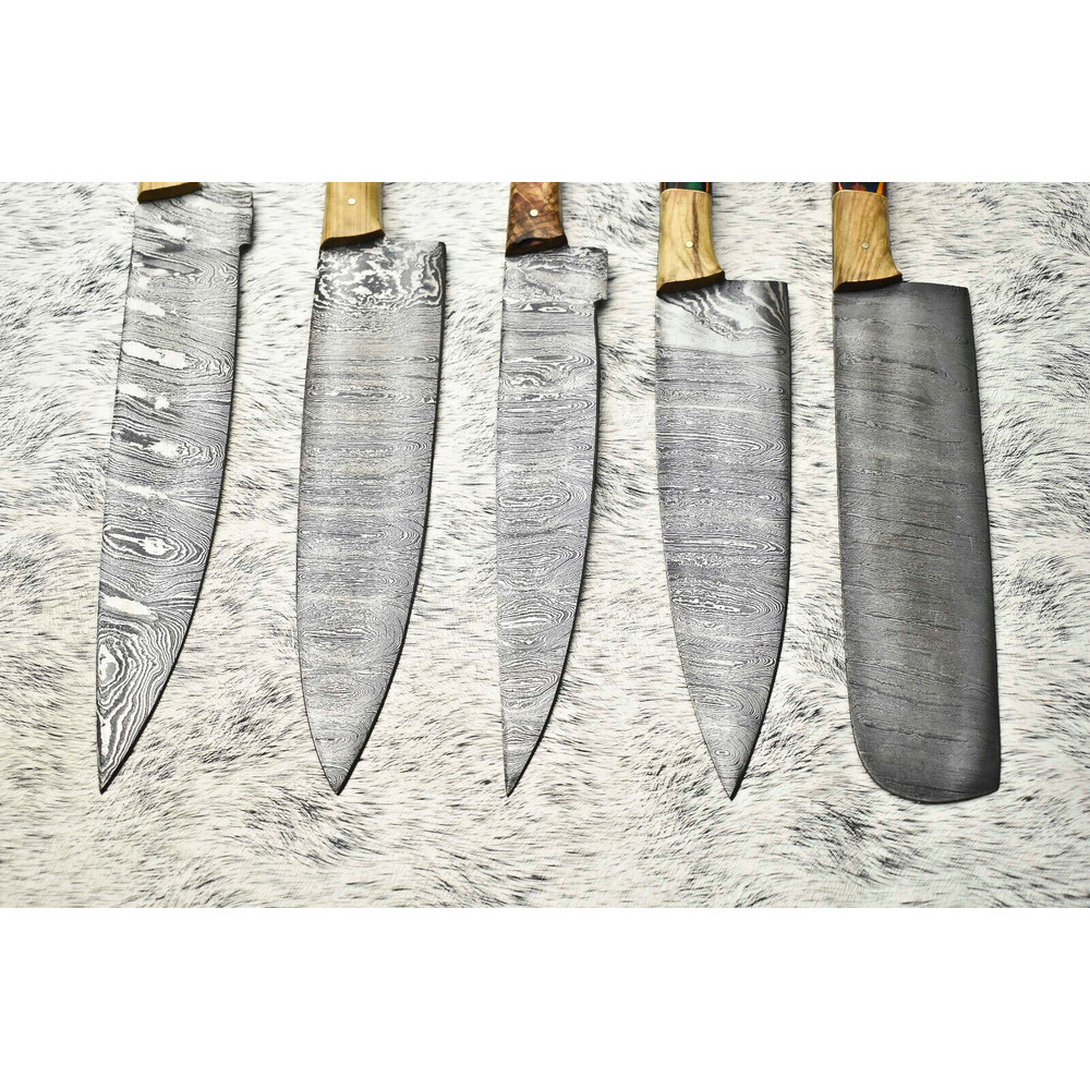Handmade Damascus Knives 5Piece Hammered Steel Set 3