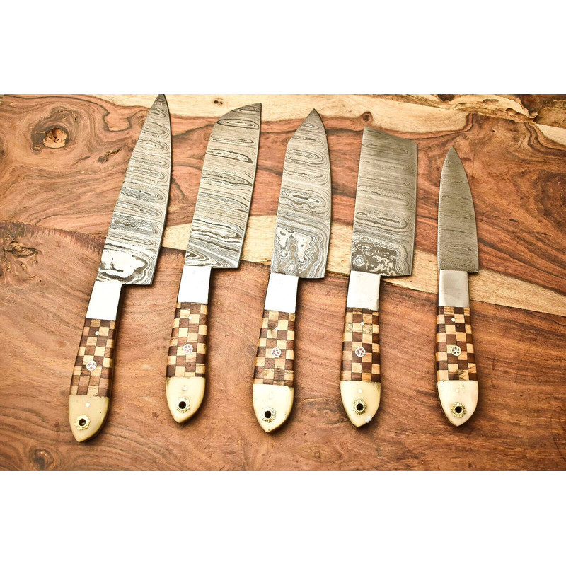 Professional Damascus Steel Chef Knives Handmade 5Piece Set 0