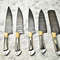 Custom Forged Damascus Chef Knives 5Piece Handmade Full Tang Set 1