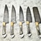 Custom Forged Damascus Chef Knives 5Piece Handmade Full Tang Set 1