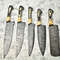 Custom Forged Damascus Chef Knives 5Piece Handmade Full Tang Set 0
