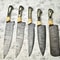 Custom Forged Damascus Chef Knives 5Piece Handmade Full Tang Set 0