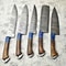 Unique 5Piece Damascus Steel Kitchen Knife Set Custom Wood Handle Design 1