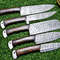 5Piece Handmade Damascus Steel Chef Knife Set Custom Forged Kitchen Knives With Wood Handle Sheat 1