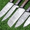 5Piece Handmade Damascus Steel Chef Knife Set Custom Forged Kitchen Knives With Wood Handle Sheat 3