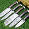 5Piece Handmade Damascus Steel Chef Knife Set Custom Forged Kitchen Knives With Wood Handle Sheat 0
