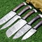 5Piece Handmade Damascus Steel Chef Knife Set Custom Forged Kitchen Knives With Wood Handle Sheat 0