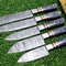 Hand Forged 5Piece Damascus Steel Chef Knife Set Wood Handle With Sheath 2