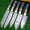 Hand Forged 5Piece Damascus Steel Chef Knife Set Wood Handle With Sheath 0