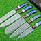 Custom Damascus Steel Kitchen Knives Handmade 5Piece Chef Set With Sheath 3