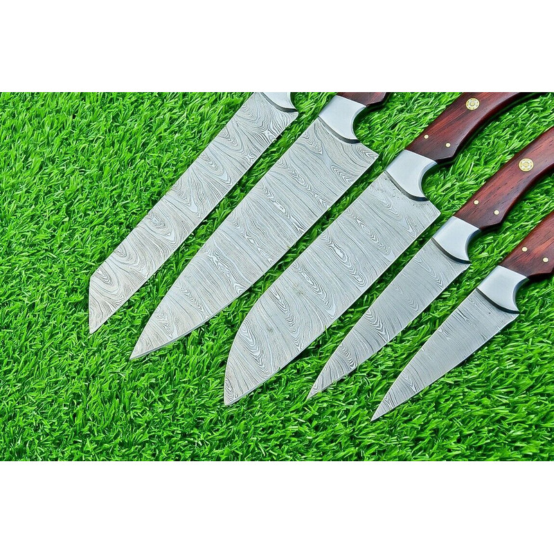 Custom Forged Damascus Steel Chef Knives 5Piece Handmade Kitchen Knife Set 1