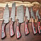 Heritage Damascus Knife Set 6 Handmade Full Tang Chef Blades With Hardwood Handles 1