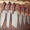 Heritage Damascus Knife Set 6 Handmade Full Tang Chef Blades With Hardwood Handles 0