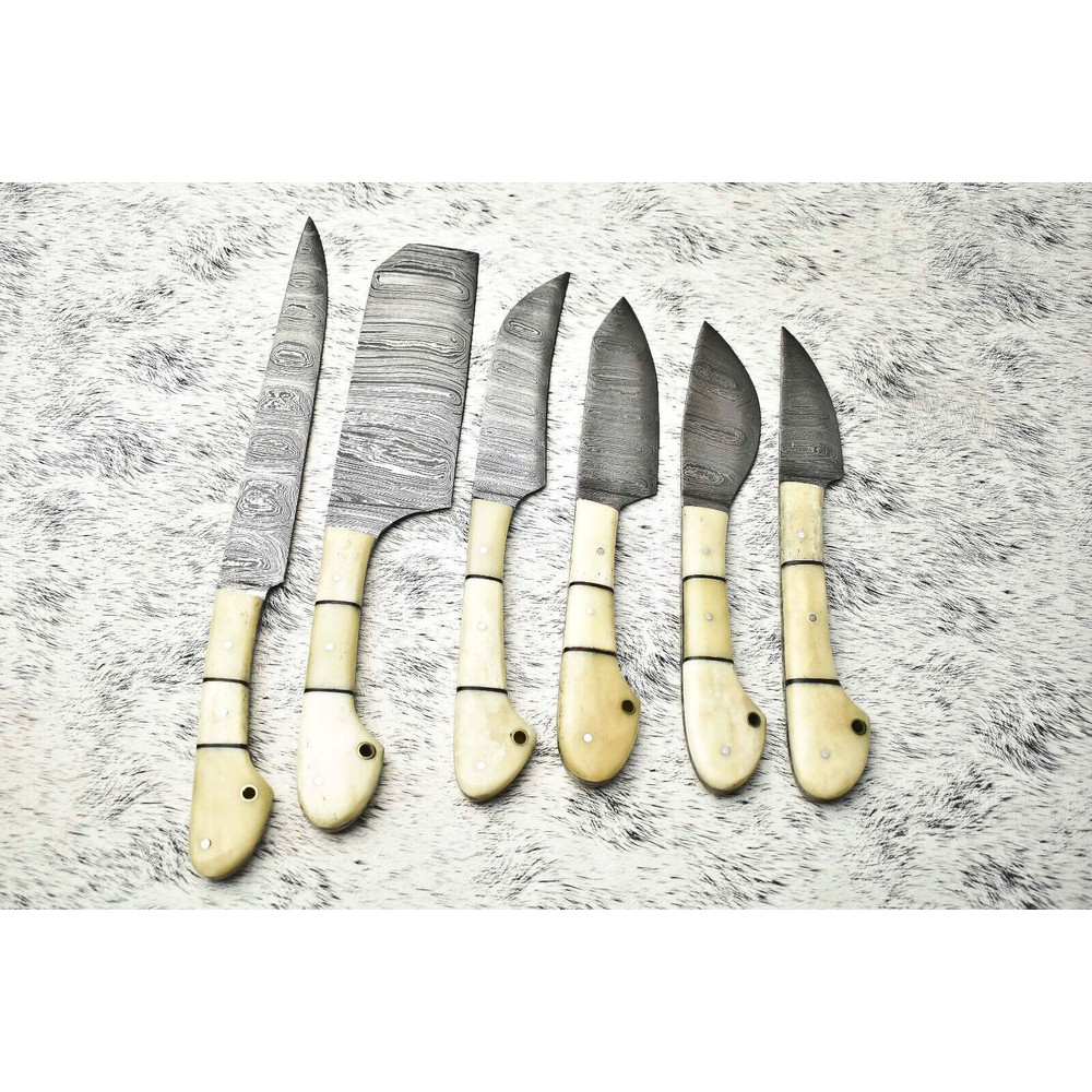 Premium Damascus Steel Knife Set 6Piece Artisan Full Tang Hardwood Collection 1