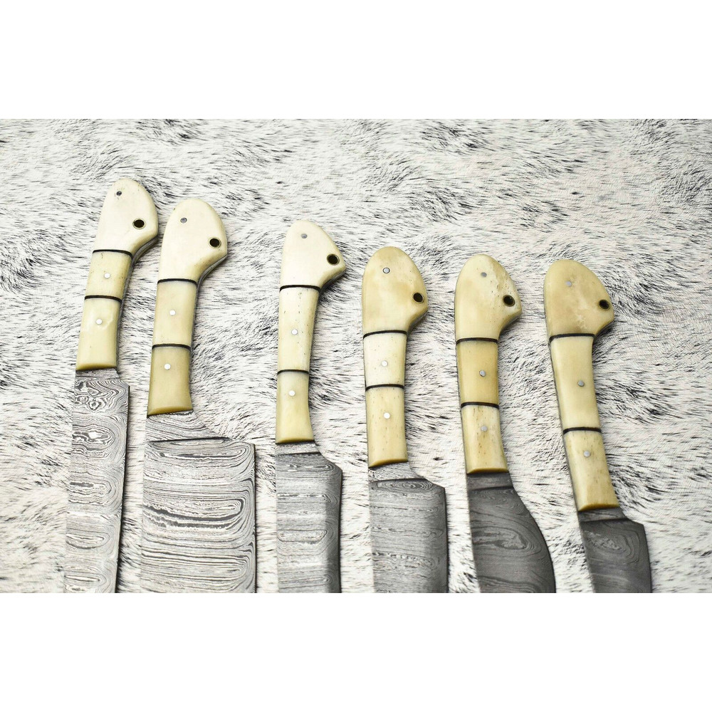 Premium Damascus Steel Knife Set 6Piece Artisan Full Tang Hardwood Collection 2