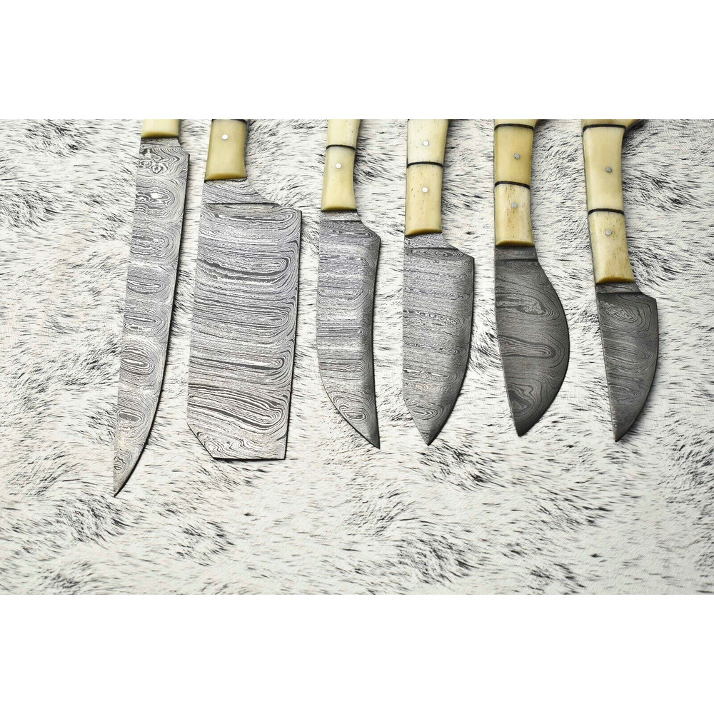 Premium Damascus Steel Knife Set 6Piece Artisan Full Tang Hardwood Collection 3