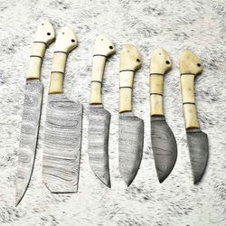 premium damascus steel knife set | 6-piece artisan full tang hardwood collection