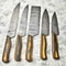Lot Of 5 Handmade Damascus Hammered Full Tang Chef Knife Set Hardwood Handle Kitchen Knives 1
