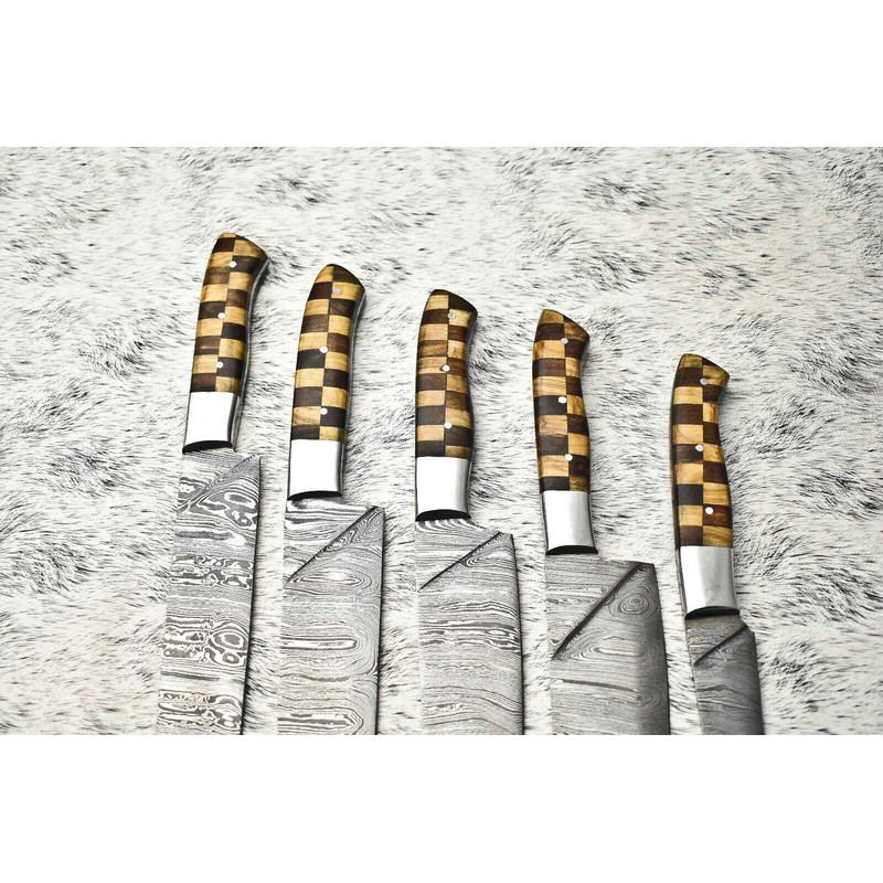 Signature 5Piece Damascus Steel Chef Knife Set Forged Hardwood Handles 2