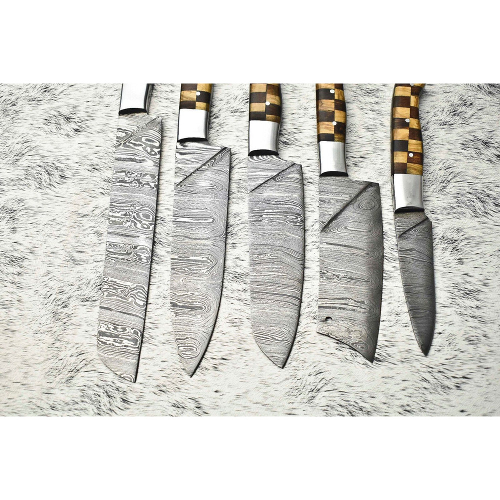 Signature 5Piece Damascus Steel Chef Knife Set Forged Hardwood Handles 3