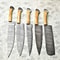 Traditional Damascus Kitchen Knife Set 5 Full Tang Handmade Chef Knives 0