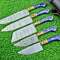 Master Chef Damascus Steel Knife Set Handmade 5Piece Hardwood Handles 0