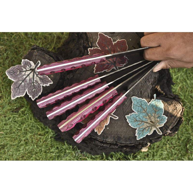 Forged Chef Knife Twist Damascus Steel Set Lot Of 5 Hardwood Handle Knives For Camping Bushcraft 1