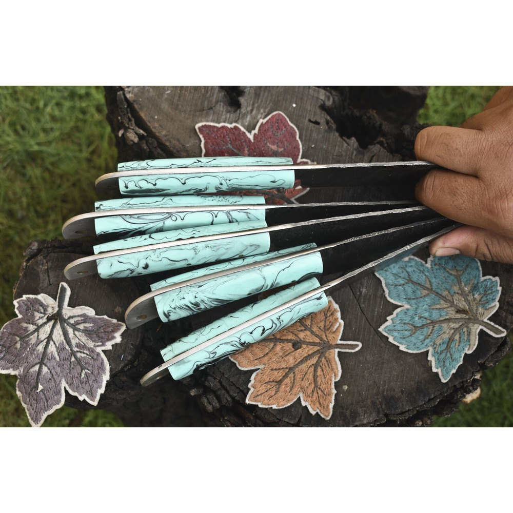 Professional 5Piece Twist Damascus Chef Knife Bundle Handmade Hardwood Handles 1