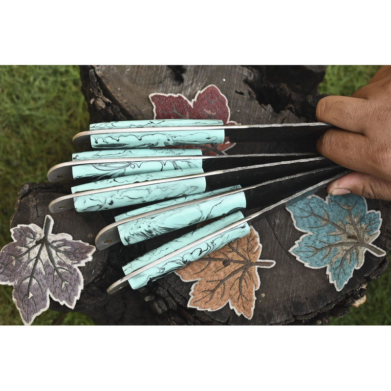 Professional 5Piece Twist Damascus Chef Knife Bundle Handmade Hardwood Handles 1