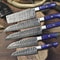 Artisan Twist Damascus Chef Knife Set Handmade Lot Of 5 Full Tang Blades 0